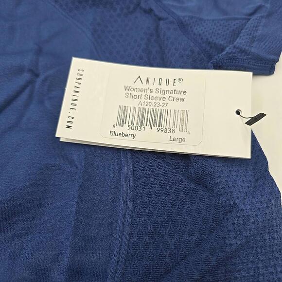 Anique Women's Signature Short Sleeve Riding‎ Equestrian Crew Blueberry L Shirt - Picture 7 of 14